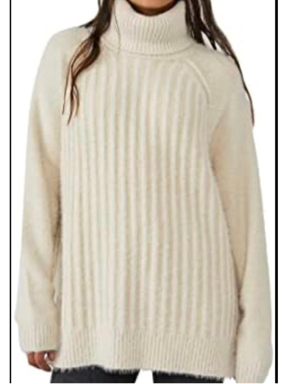 Women's Free People Big City Turtleneck Sweater Size M Beige